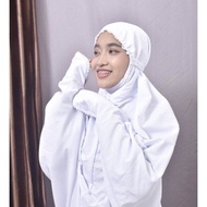 Mukena Lajuran/Terusan Bordir Warna Putih Dewasa Mukna Mukenah Motif Bordir Bunga Petunia Mukena L