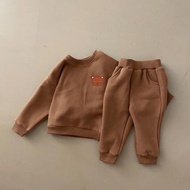 Girls' Oversized Crewneck Outfit Cute Head Bear PatternOriginal Set 1-6 Years