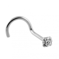 CZ Round Nose Screw Decorated With 9K White Gold 3 Pieces 1 Box