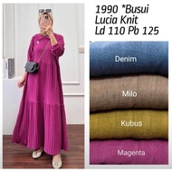Midi Dress Wanita Lucia Knit Hornet Premium/gamis kerah knit /dress knit import/dres knit wanita