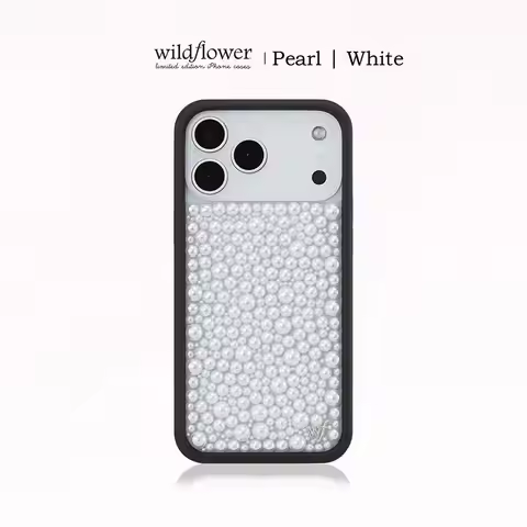 Wildflower ins Glisten Pearl White Phone Case for iPhone 17 16 15 14 13 12 Pro Max WF Fashion Clear 