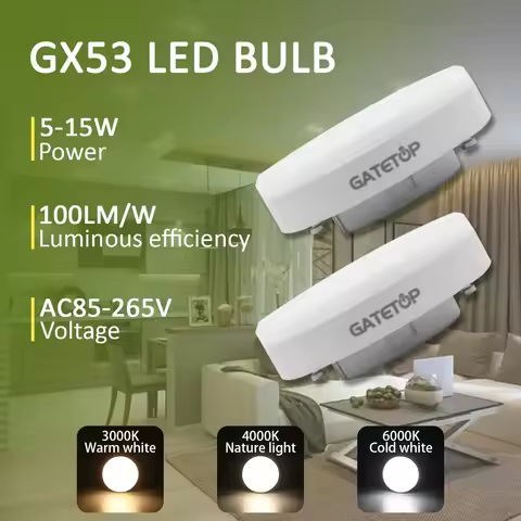 5PCS LED Spotlight GX53 Wide Voltage AC85-265V 5-15W Warm White Cold Light Natural Light 3000K 4000K