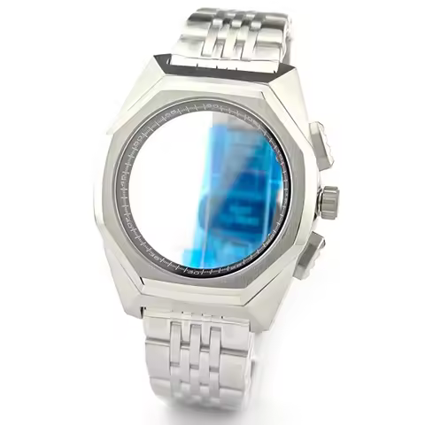 44.5mm Silver Octagonal Watch Case Chrono No logo Fit 32.5mm Dial Suitable for Grand Seiko Sports VK