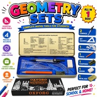 Oxford Mathematical Geometry Set Compass Jangka Lukis Math Instrument Box School Stationery Drawing 