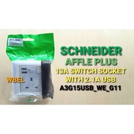 SCHNEIDER AFFLE PLUS 13A SWITCH SOCKET WITH 2.1A USB (A3G15USB_WE_G11)