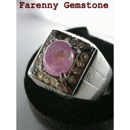 Natural Ruby Crystal water / Delima Burma Cindai Air kaca, 3.3 carat, Silver 960 ring (size 18) - Fa