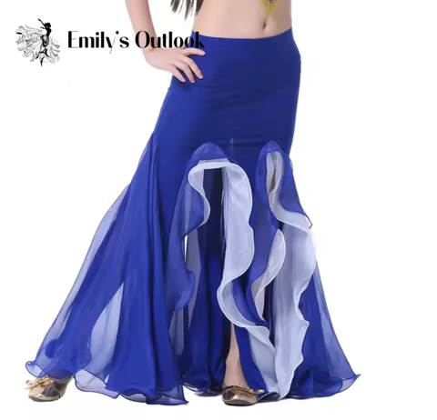 Cheap Bollywood Dance Costume Belly Dancer Fishtail Maxi Skirt 2 Layer India Princess Stage Show Cos