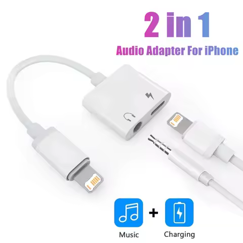 2 in 1 iOS to 3.5mm Jack Audio Charging Adapter For iPhone 11 12 13 14 Pro Max X XR XS Headphones Au