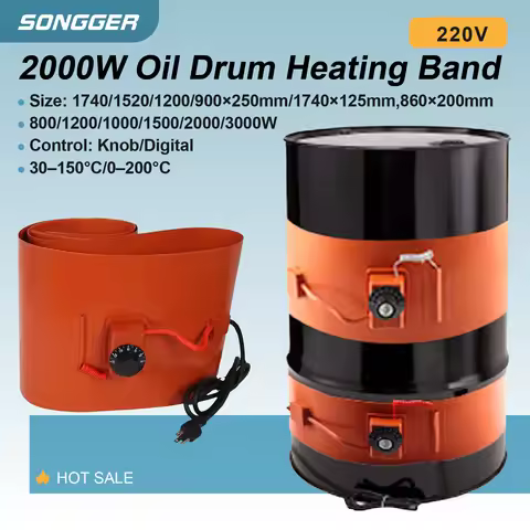 Drum Electric Heating Belt 20β200L AC220V Temp Control 30β150Β°C Sensor Cable 0.4m Power Cord 1.3m Ap