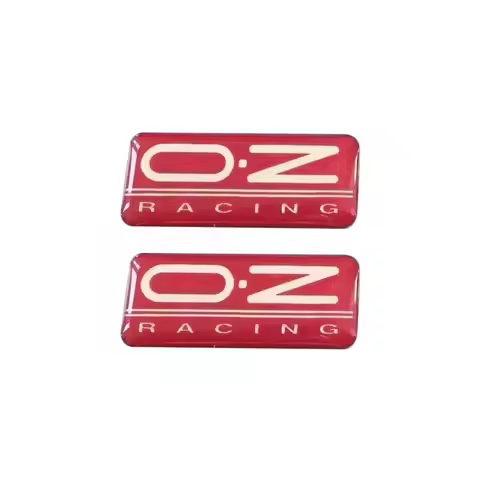 5pcs for OZ Racing STICKERS DECALS Chrome on Red HIGH GLOSS DOMED GEL FINISH