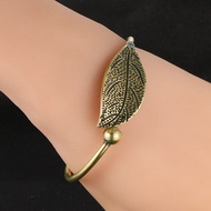 ~~ Solid Brass Leaf Bracelet Female Opening Adjustable Brass Bracelet Holiday Gift Jewelry