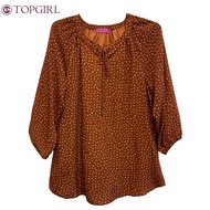TOPGIRL Axelia Polka Blouse/Polka Dot Blouse / Ribbon Knot Blouse / Rubber Sleeve Blouse / Simple Bl