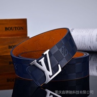 New LV men's leather belt waist belt men Business belt suit belt first layer cowhide belt OMTJ