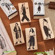 QINJUE Wood Stamp, Vintage Handmade Rubber Stamps,  DIY Charming Wooden Stamp DIY Scrapbooking