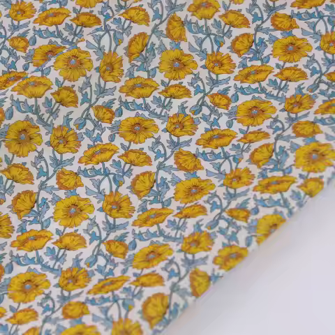 Astell Reece yellow flowers Liberty London cotton print custom digital printing tana lawn cotton fab