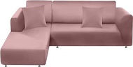 BT.WA Couch Cover L Shape Sectional Sofa Cover 2-Piece Soft Stretch Reversible Sofa Slipcover 3 Seater + 3 Seater Furniture Protector Couch Slipcover with 2Pcs Pillowcases (Rose Pink)