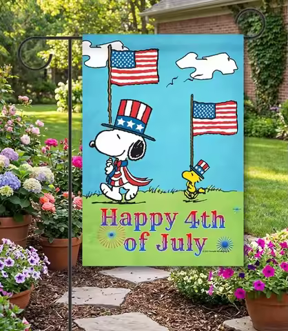 New PEANUTS Happy 4TH of July USA Snoopy 4TH of July Garden Flag GT22 TTN