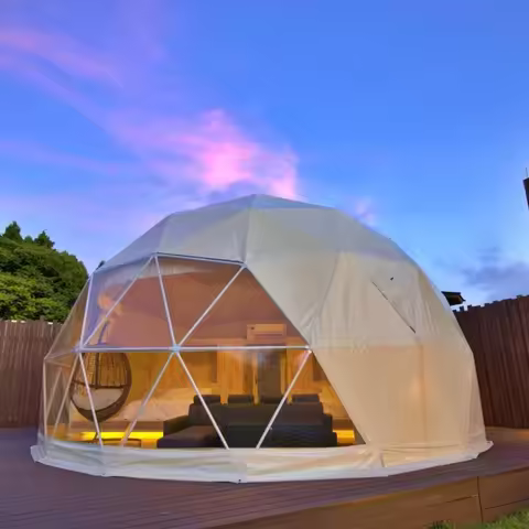 Commercial Luxury Glamping Geodesic Dome Tent Resort Weatherproof PVC 4 Season Customizable Resort H