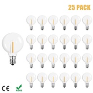 G40 Clear Globe 25Bulbs E12 Warm Replace G40 5W 7W Incandescent Bulbs Same Effect Replaceable Light 
