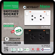 Nano ปลั๊กไฟสีดำ ชุดเต้ารับกราวด์คู่มีสวิตช์เปิด-ปิด ควมคุมปลั๊กไฟ ชุดปลั๊กไฟ 3 รู ปลั๊กไฟมีกราวด์ แ