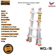 Winner Ladder Aluminium Compact Ladder WCL-16 Multipurpose Ladder 16 Step 150KG Duty Rating Heavy Du