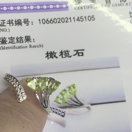 [Certificate] Olivine Stone Adjustable Ring (4x3mm+-) Silver plated【证书】橄榄石戒指 (镀银)-可调节带证书 一物对一证的真证书{S