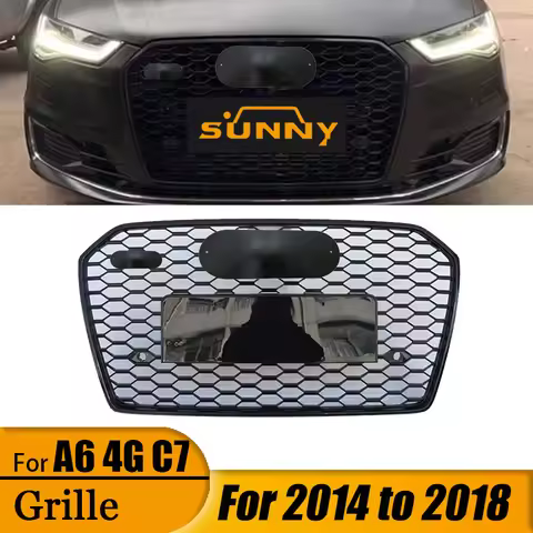 For 2014-2018 Audi A6 4G C7 Conversion RS6 Center Mesh Gloss Black Honeycomb Models Modified Rear C7