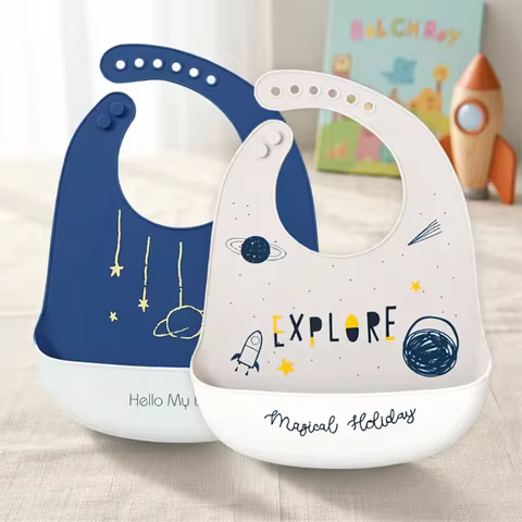 Waterproof Baby Bibs For Kids Eating Stuff Soft Silicone Cartoon Crocodile Printed Baby Apron Bib Re