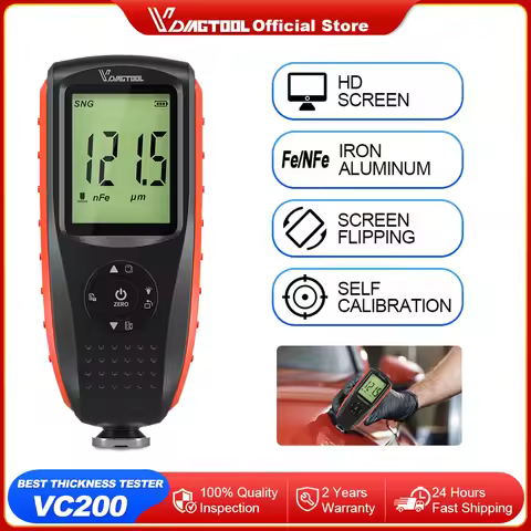 VDIAGTOOL VC200 Coating Thickness Tester Backlight Car Paint Thickness Gauge Calibration Function Th