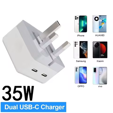 Foldabl Dual PD Fast Charger 35W Type C Phone Charger Adapter For iPhone 17 15 Samsung Xiaomi Quick