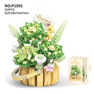 ZHBO Mainan Brick Lego Bunga Plant DIY Flower Bouquet Mainan Balok Pot Tanaman Mainan Anak Perempuan