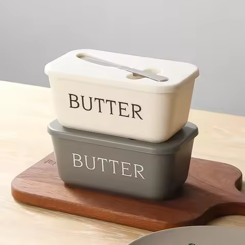 Butter Container Food Grade PP Box Restaurant Sealed Storage Box Cheese Dish with Knife Butter Slice