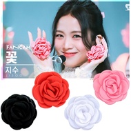 2Pcs Blackpink KPOP Jisoo Flower Album Hand-cranked Same Chiffon Camellia Flowers Ring Performance Photo Prop