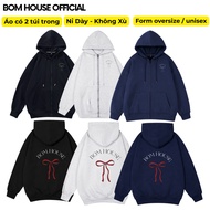 BOM HOUSE Bow Zip Hoodie 01 With 2 Pockets In Loose Form For Men And Women Unisex