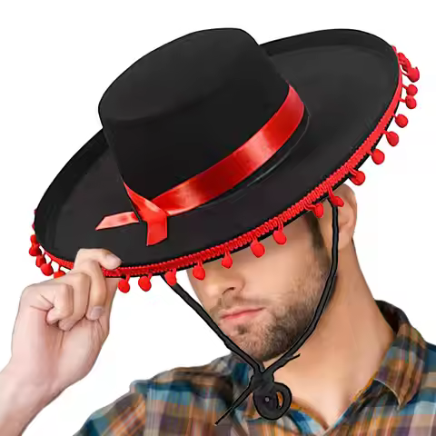 Soft Sombrero Caps Traditional Halloween Zoro fuzz ball Mexican Sombrero Hats Wide Brim Design Carni