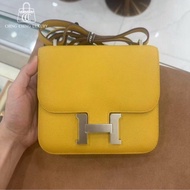 🌈Hermes💛Mini Constance 19💛9D琥珀黃銀扣🌟98.5新🌈epsom皮💛康康💛