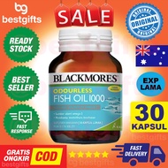 BLACKMORES ODOURLESS FISH SALMON OIL OMEGA 3 1000MG 1000 MG MINYAK IKAN VITAMIN KOLESTEROL JANTUNG - 30 KAPSUL