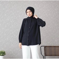 Alina Blouse Crinkle airflow LD 120 Warna Hitam Putih Polos