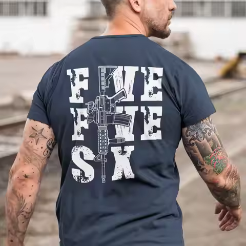 Five Five Six 5.56 AR-15 Rifle T-Shirt 100% Cotton O-Neck Summer Short Sleeve Casual Mens T-shirt Si