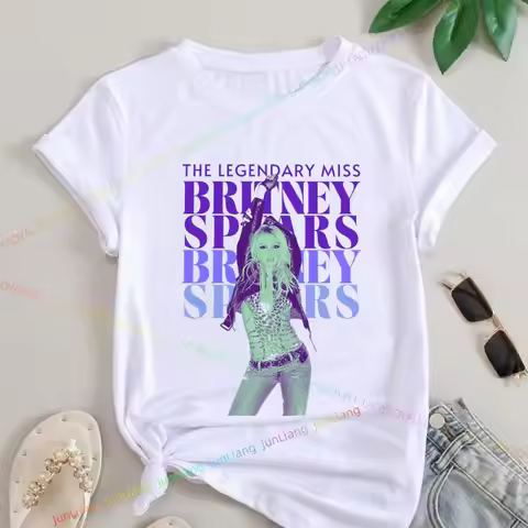 Harajuku Shirt Hip Hop Women's T-shirt Britney Spears Printed Tshirt Stylish and Fun Hip Hop Casual 