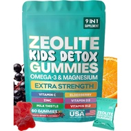 Zeolite Kids Gummies 9-in-1 with Zeolite-3 Magnesium Elderberry Vitamin C Milk Thistle Vitamin D3 Zi