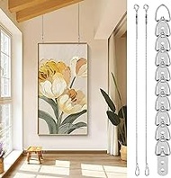 2pcs Picture Hanging Wires, Heavy Duty Adjustable Hanging Wires Kit, Wall Mount Wire for Mirror, Picture Frame, Basket Flowerpot, Stainless Steel Wire Rope Hook with D Ring Picture Hangers(Silver)