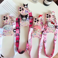 3D Cartoon Kitty Melody Holder Rope Case For Vivo Y93 Y91 Y95 Y52S Y72 Y53S Y33 Y55 Y55S Y72T Y70 Y7
