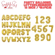 [SG SELLER] 16 inch / 40.64cm Birthday Party Foil Balloons Letters and Numbers in Gold