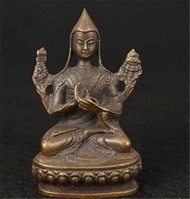 Chinese Bronze Carved Tibetan Buddhism Je Tsongkhapa Buddha Statue