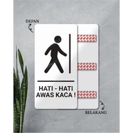 HEART WRITING BEWARE OF GLASS 30X15 CM PORTRAIT HEART SIGN STICKER BEWARE OF GLASS HEART WALL STICKE