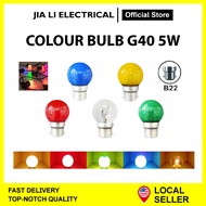COLOUR BULB G40 B22 PIN INCANDESCENT FILAMENT BULB PING PONG BULB MENTOL LAMPU RAYA WARNA-WARNI