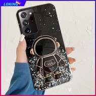 3D Astronaut Holder Case for Samsung Galaxy Note 20 20Ultra 10 10Plus 10Lite 9 8  Silver Foil Glitter Sequin Phone Cover