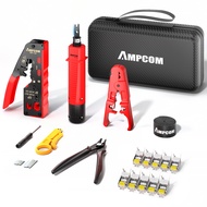 AMPCOM RJ45 ชุดเครื่องมือตัดต่อสาย แบบทะลุ สำหรับ Cat5e Cat6 Cat7 ชุดคีมตัดต่อสายอีเธอร์เน็ต RJ45/RJ