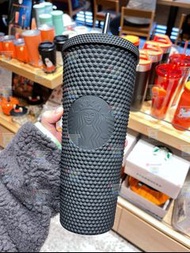 星巴克杯子星巴克鑽石榴蓮杯啞面黑吸管杯星巴克大容量吸6 保溫杯 水杯 水壺 戶外 保溫瓶